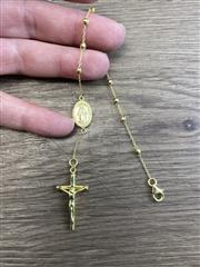 Gold Plated 925 Sterling Silver Diamond Cut Rosary Bracelet 7.5